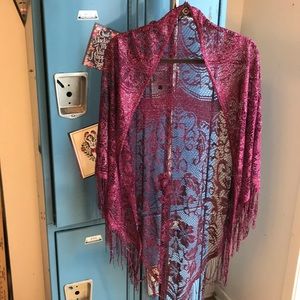 Burgundy Sparkly Tassel Scarf Wrap 🍀